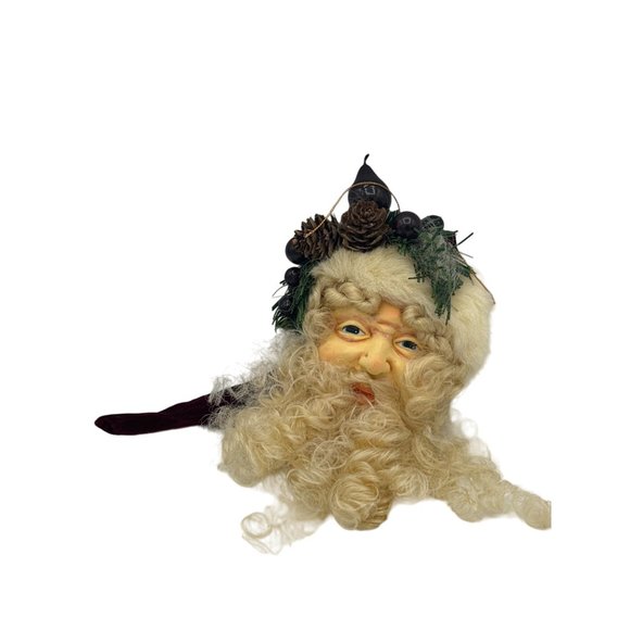Vintage Santa Head Ornament Rubber Face Victorian Old World - Picture 4 of 4